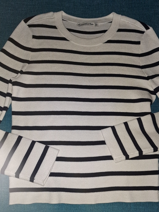 Abercrombie & Fitch Sweaters - Abercrombie & Fitch Blue and White Striped Crewneck Sweater
